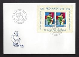 1962 FDC Jubiläumsblock Pro Juventute illustriert. Ohne Adr.