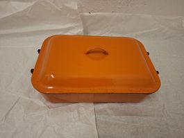 Bräter Von Roll Gusseisen Emaille orange 32x22cm gebraucht