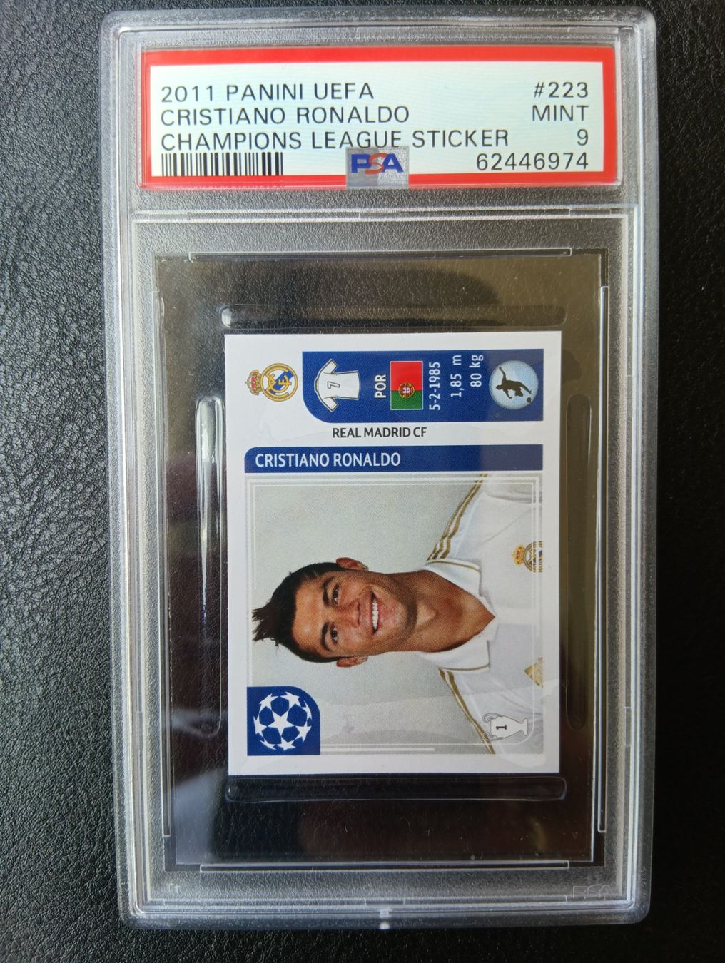 Panini Carte collezionabili: 2011 Panini Christiano Ronaldo PSA 9 #223 – Usato da Steinen venduto da antikesundseltenes