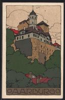 Steindruck-AK Aarburg, Blick zum Schloss