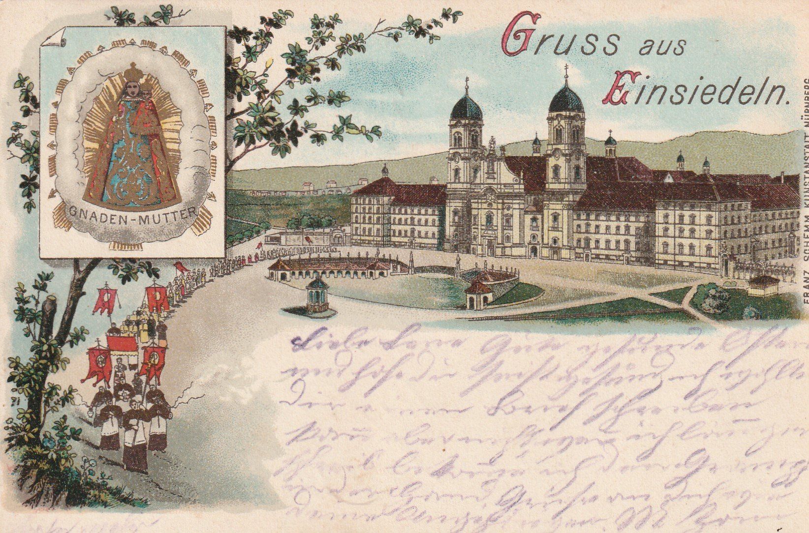 Ansichtskarten: Kt.Schwyz-Einsiedeln- Litho 1906 – Gebraucht aus uttwil von Koehlerfred