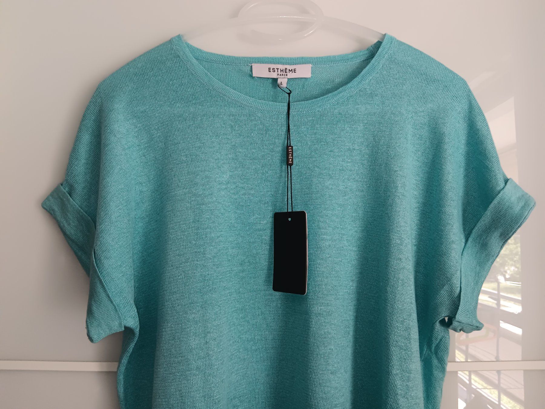 Pullover & Sweatshirts: ESTHEME PARIS Pull en lin bleu aqua taille L neuf – Neu und originalverpackt aus Cossonay-Ville von Les_1001_perles 1