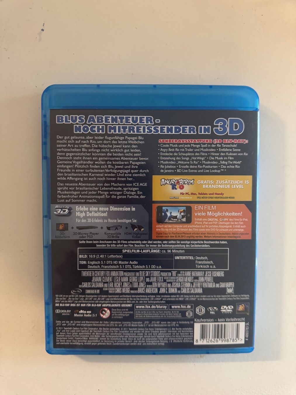 Tous les DVDs: RIO 3D. (3 DISK)  (BLU-RAY) – D'occasion à Basel par san_2qlq 1