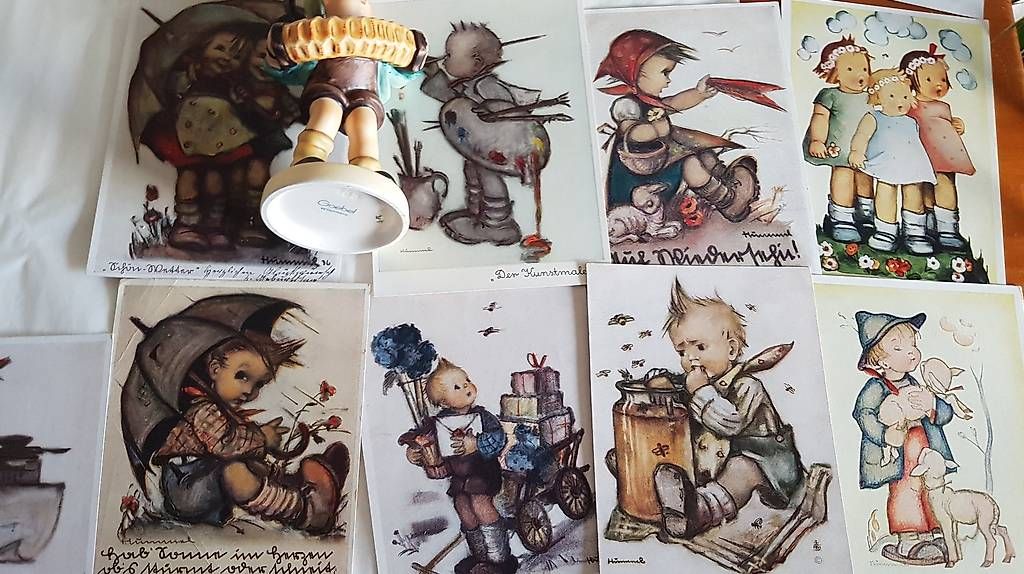 Cartoline postali: 1 Orig. Figur Hummel und 17 Postkarten Hummel. – Usato da Zollikerberg venduto da Inhal 2