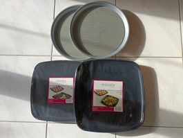 2 Serviertabletts und 2 x 5 Servierplatten