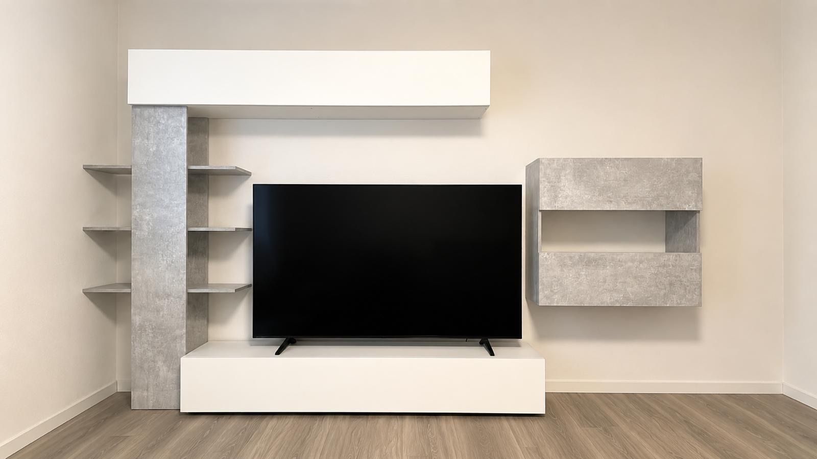 TV Möbel: Wohnwand in Weiss-Beton Optik – Neu (gemäss Beschreibung) aus Gachnang von fra_nw75