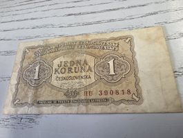 Banknote Tschechoslowakei 1 Koruna 1953 gebraucht