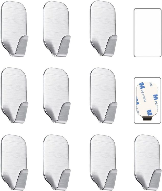 LOORGVEL 30 Stück Selbstklebende Haken - Edelstahl Aufhänger Ohne Bohren