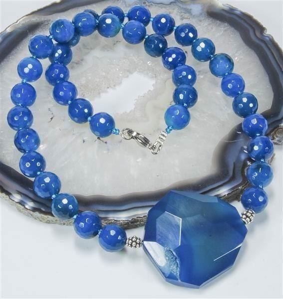 Ketten: ♛ Wunderschöne Achat Kette mit Druzy ca. 51cm – Neu und originalverpackt aus Oberglatt ZH von Hot-Spot