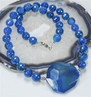 ♛ Wunderschöne Achat Kette mit Druzy ca. 51cm