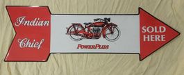 Plaque publictaire Moto "Indian & Harley Davidson" embossée