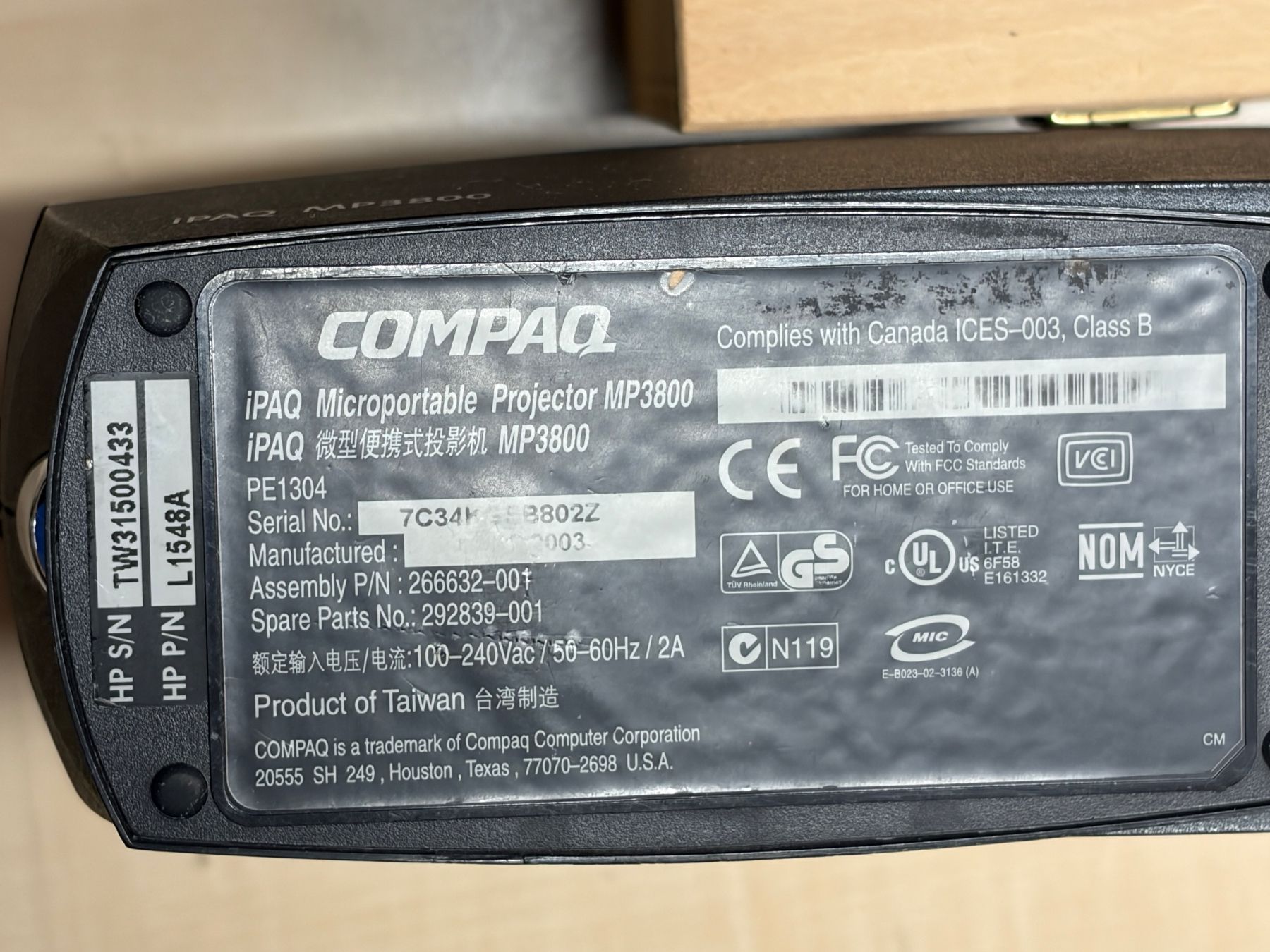 Compaq Vidéoprojecteurs: Beamer Compaq MP 3800 – D'occasion à Serneus par pipo17 6