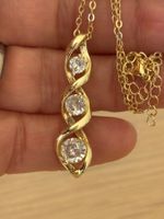 Luxus Elegante Zirkonia Kette Farbe : Gold /  weiss