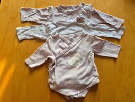 3x Baby Bodys Gr. 50/56, Langarm, rosa/weiss, auch einzeln