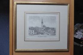 Stich Jules Scheyli -Goldach 190/300 im Echtgoldrahmen ü Eck