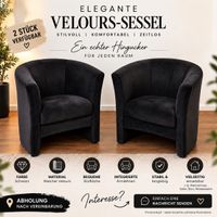 2 elegante schwarze Velours-Sessel – sehr gepflegt