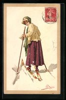 Künstler Carlo Pellegrini: Dame auf Ski
