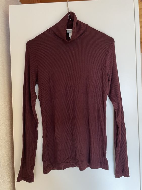 H&M Damen Rollkragenpullover S-M (36/38), dunkelrot (Gebraucht