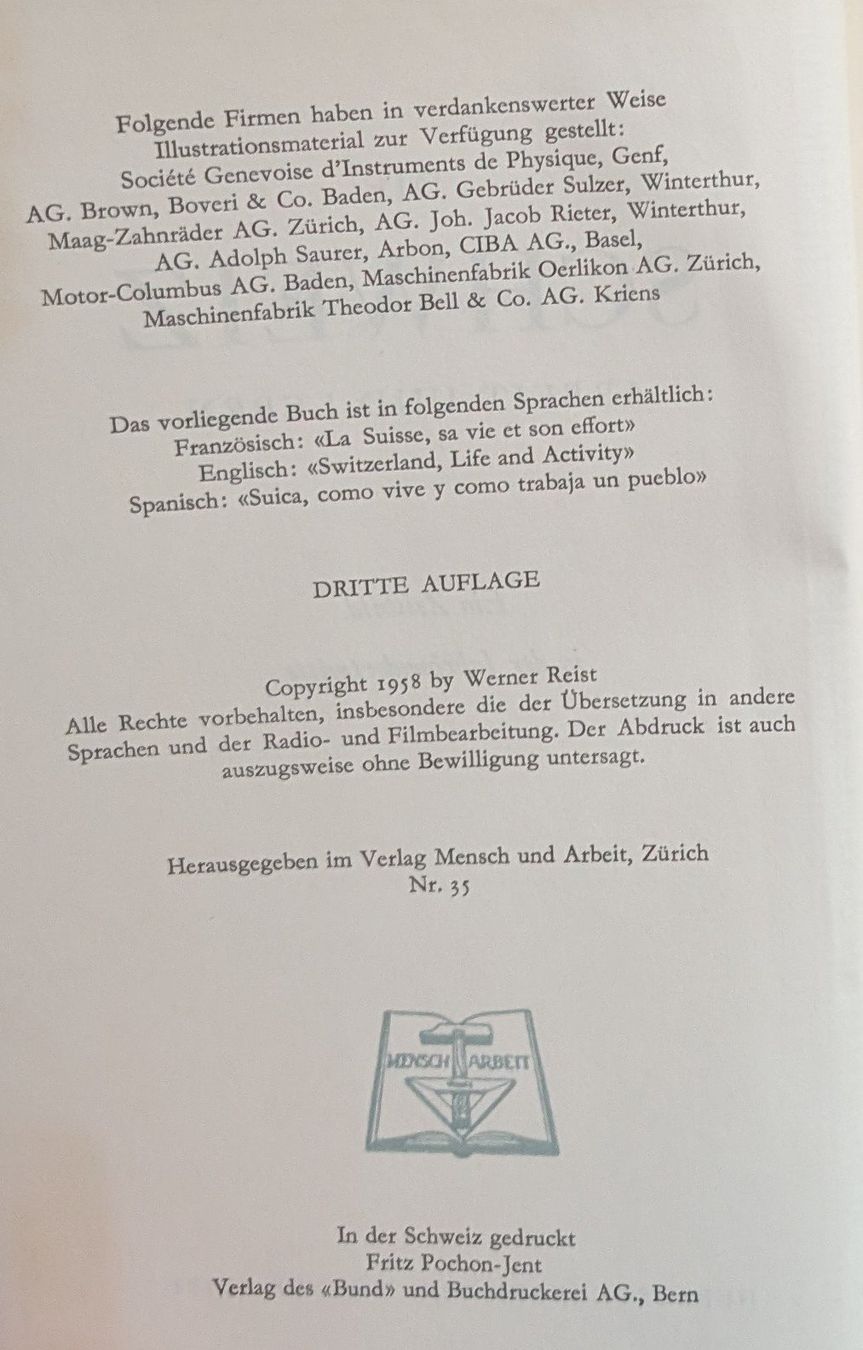 Libri: Die Schweiz, Arbeit und Leben – Usato da Eschenbach LU venduto da Holiday1 2