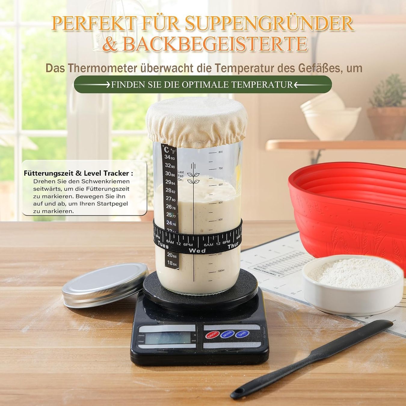 Elettrodomestici da cucina: Sauerteig Brotbackset Emailletopf Gärkorb Rund Rot – Nuovo e nell'imballaggio originale da Schaffhausen venduto da che_p9xl 2