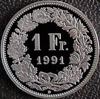 1 Franken 1991 pp / aus Münzsatz  / in einer Münzkapsel