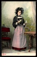 Bern, Frau in Tracht mit Tablett und Sch