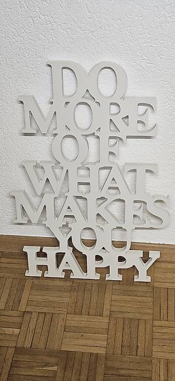 Alle Dekorationen: Wanddeko Holzschriftzug "Do more.." weiss – Gebraucht aus Zürich von LauraH01