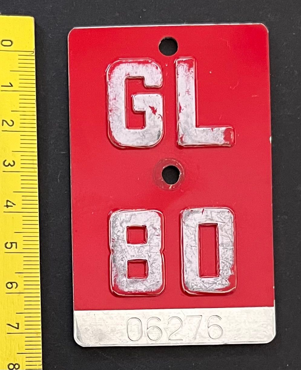 Insegne: GL 80/ Velonummer Glarus Kanton, Vintage – Usato da Ostermundigen venduto da DaxKarten-75