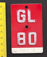 GL 80/ Velonummer Glarus Kanton, Vintage