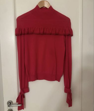 Pinko Fuchsia Ruffle Knit To, Size Small, Bows