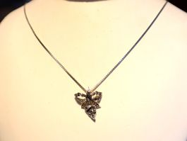 Sterling Silber Anhänger und Halskette mir Markasiten VTG