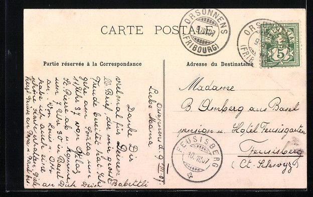 Cartoline postali: Orsonnes, Pensionnat Ste Marie, Ecole M – Usato da Berlin venduto da bartko-reher 1
