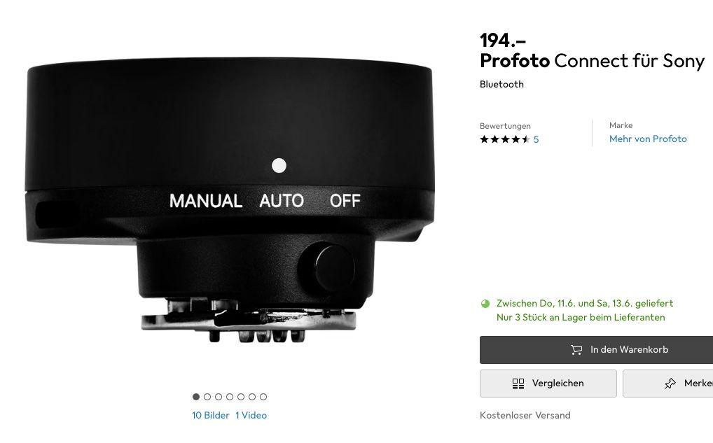 Profoto Flash: Profoto Connect für Sony – Usato da Zürich venduto da pixeltom 5