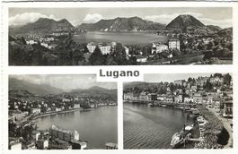 Alte AK Lugano, verschiedene Ansichten, 1948, Top