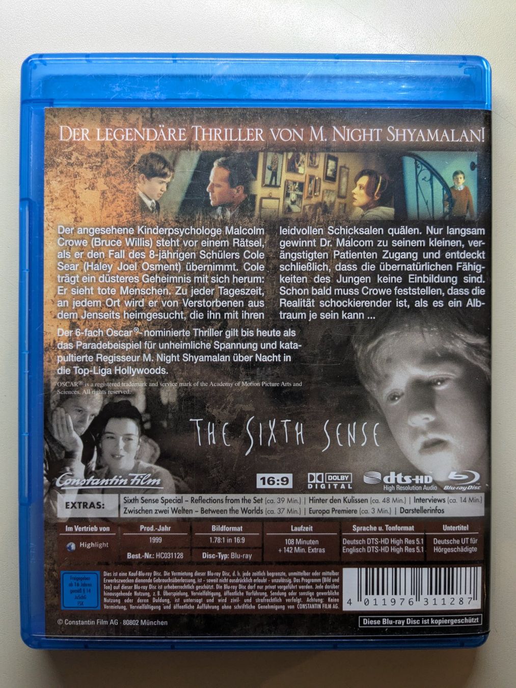 Tous les DVDs: "The Sixth Sense" mit Bruce Willis [Blu-ray] – D'occasion à Port par gecotom 1