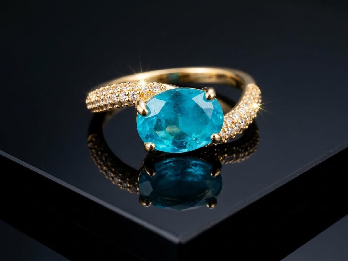 Anelli: Bague dorée pierre verte et zircons – Nuovo e nell'imballaggio originale da St-Maurice venduto da Sandrinette123