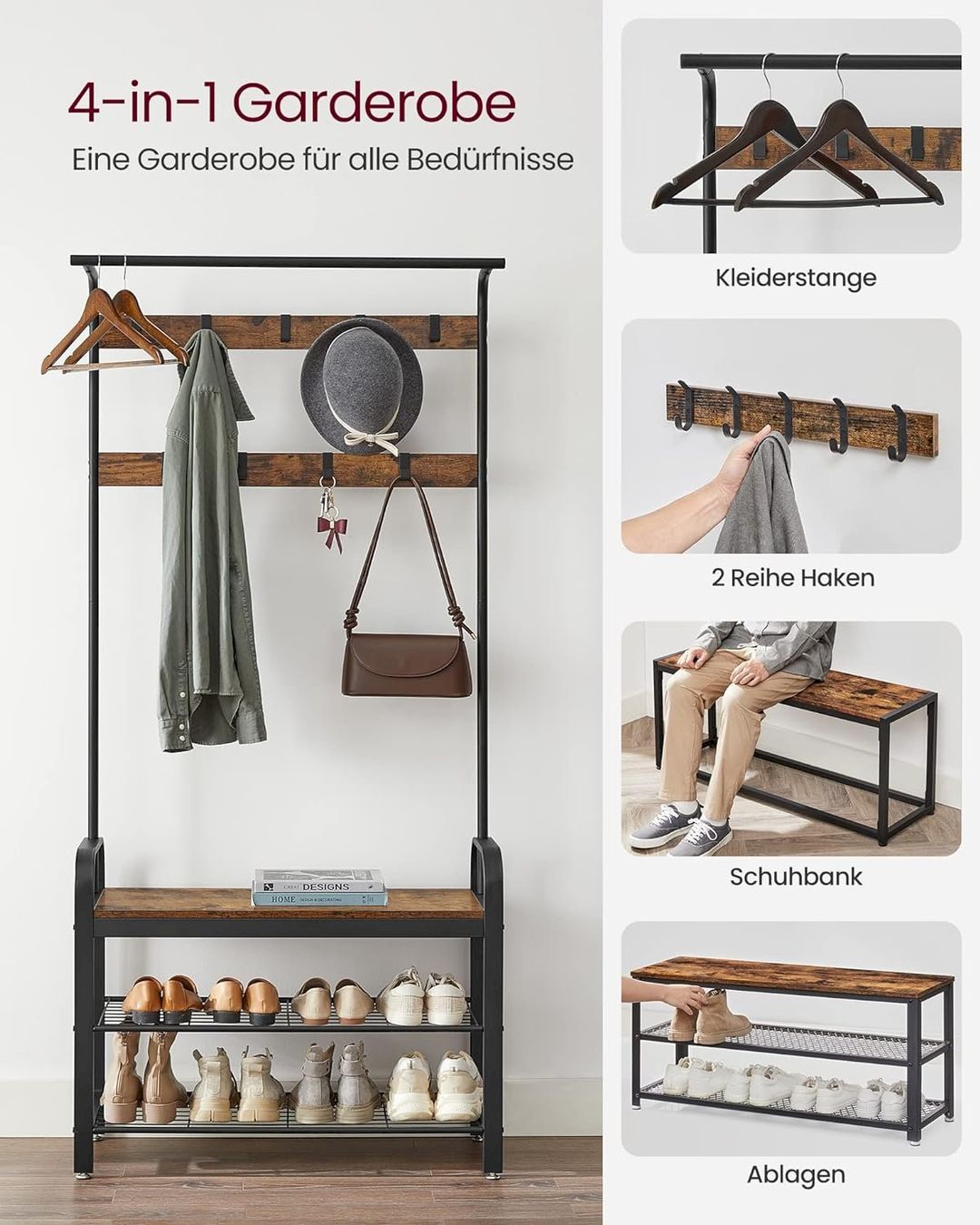Guardaroba: VASAGLE Garderobenständer 84x33,7x183cm – Nuovo e nell'imballaggio originale da Bottighofen venduto da zaap 1