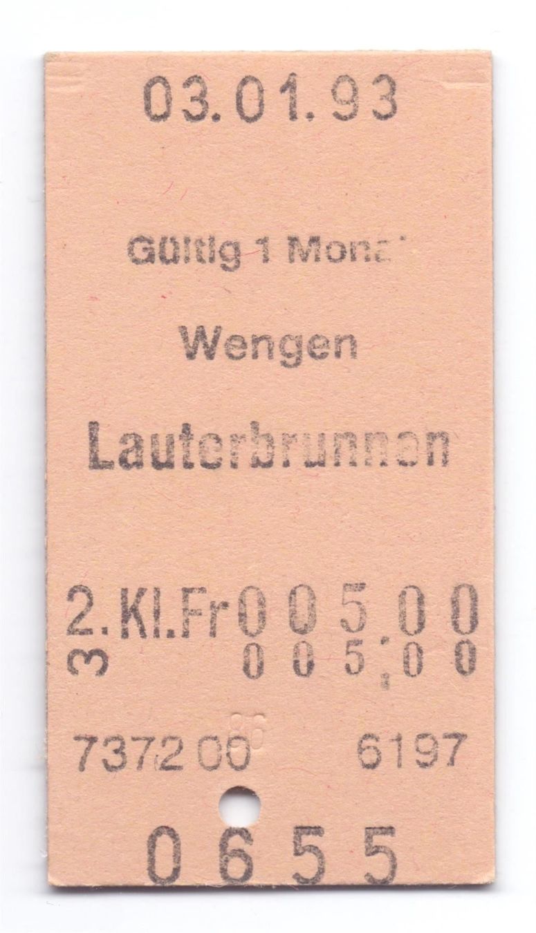 Biglietti: Billette Wengen - Lauterbrunnen WAB – Usato da Langenthal venduto da Sammlungs_aus