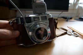 Kodak Retinette 1B + Hülle + Blitz + Filter in Top Zustand