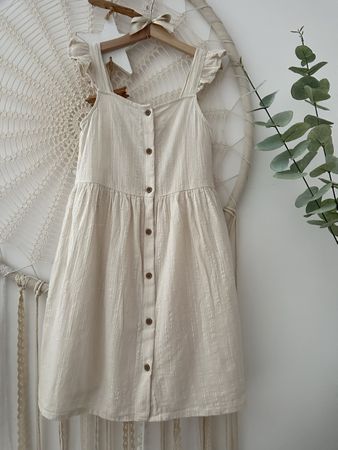 Sommerliches Mädchenkleid mit Knöpfen, Gr. 128 *NEU