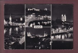 ZÜRICH bei Nacht - 4 Bilder - 1959
