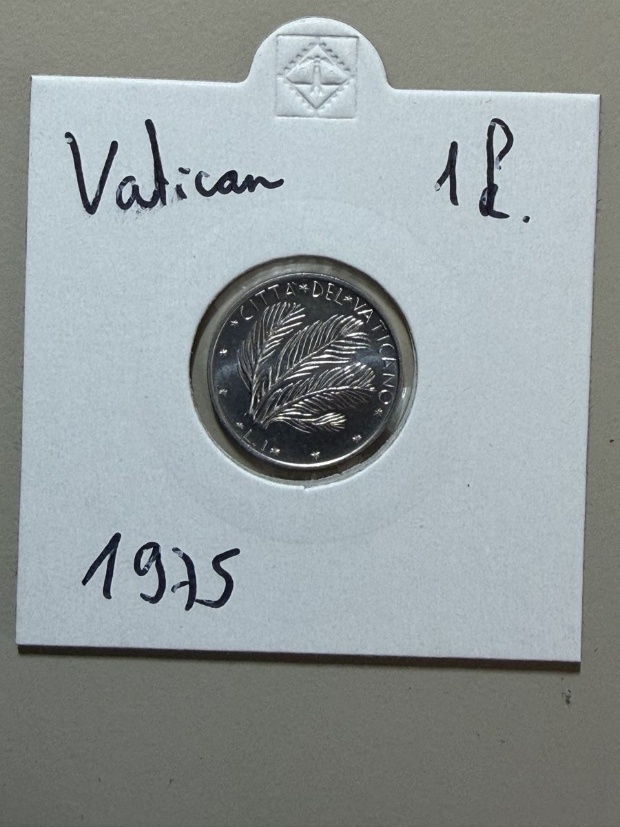 Alle Münzen: Vatican - 1 lire - 1975 – Gebraucht aus Payerne von Mike1682