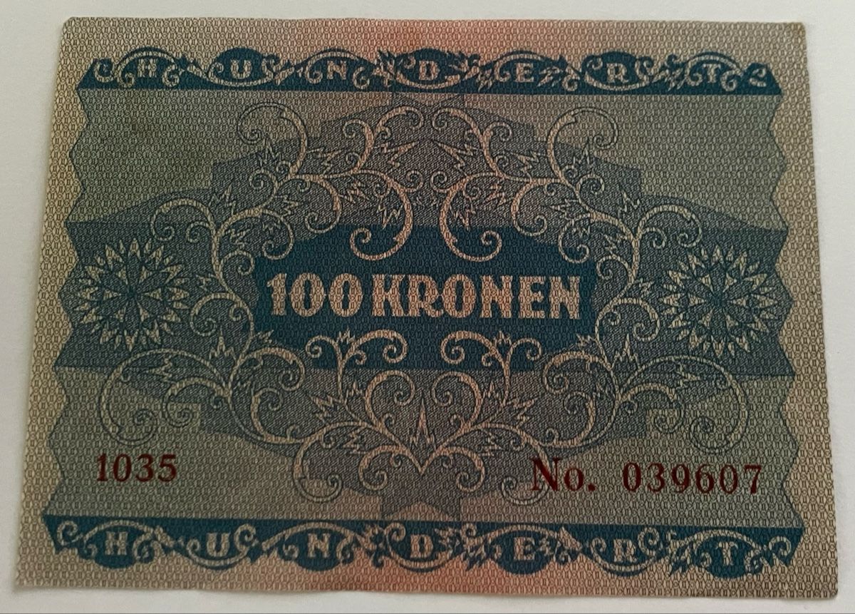 Banknoten: Österreich 100 Kronen 1922 – Gebraucht aus Algetshausen von Carrhard 1