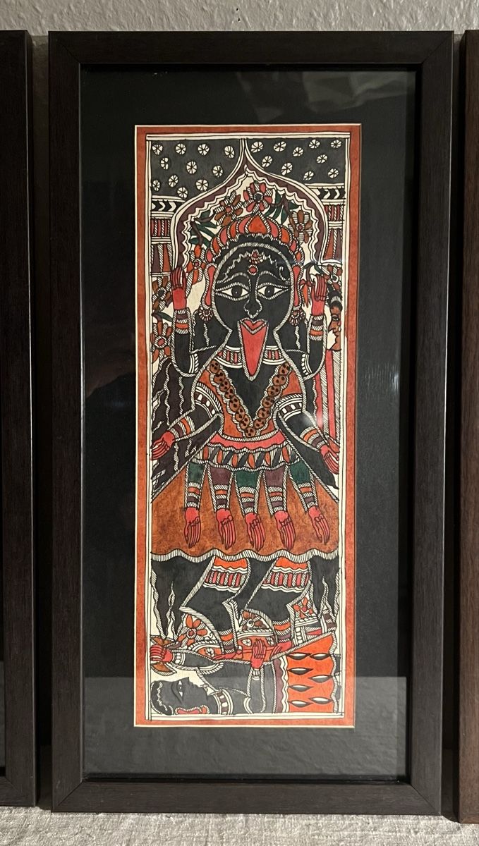 Dipinti: 3 peintures Madhubani Inde divinités, encadrées – Usato da Genève venduto da DELIRBEADS 2