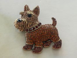 Luxus Elegante  Brosche Hund 🐕 Farbe: Gold/ braun