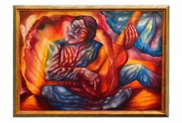 Russisch Ölgemälde von Sergej Maximow – „Der Musiker“ (1991)