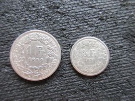 2 antike Schweizer SILBERMÜNZEN 1.- Fr. und 50-Rp. je 1899