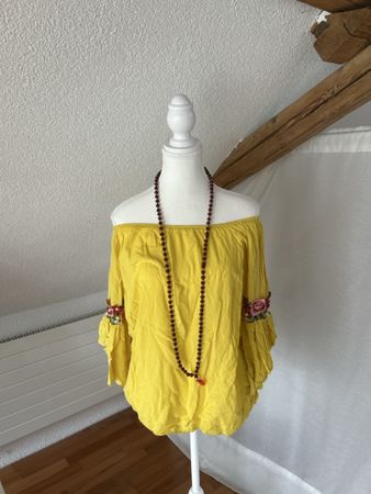 Bluse gelb bestickt Made in Italy Gr M