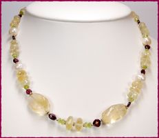 Unikatschmuck Edelsteinkette facettiert 925 Silber 46cm