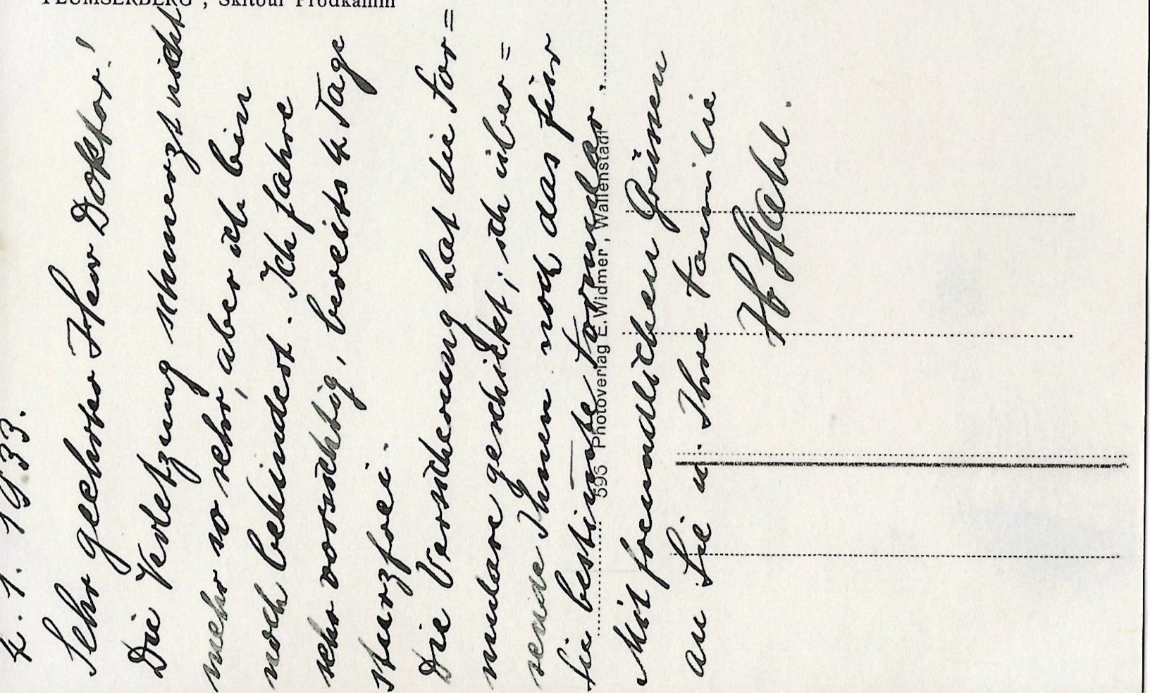Cartoline postali: Fotokarte Eug. Widmer, Flumserberg, 1933 – Usato da Frauenfeld venduto da Merk52 1